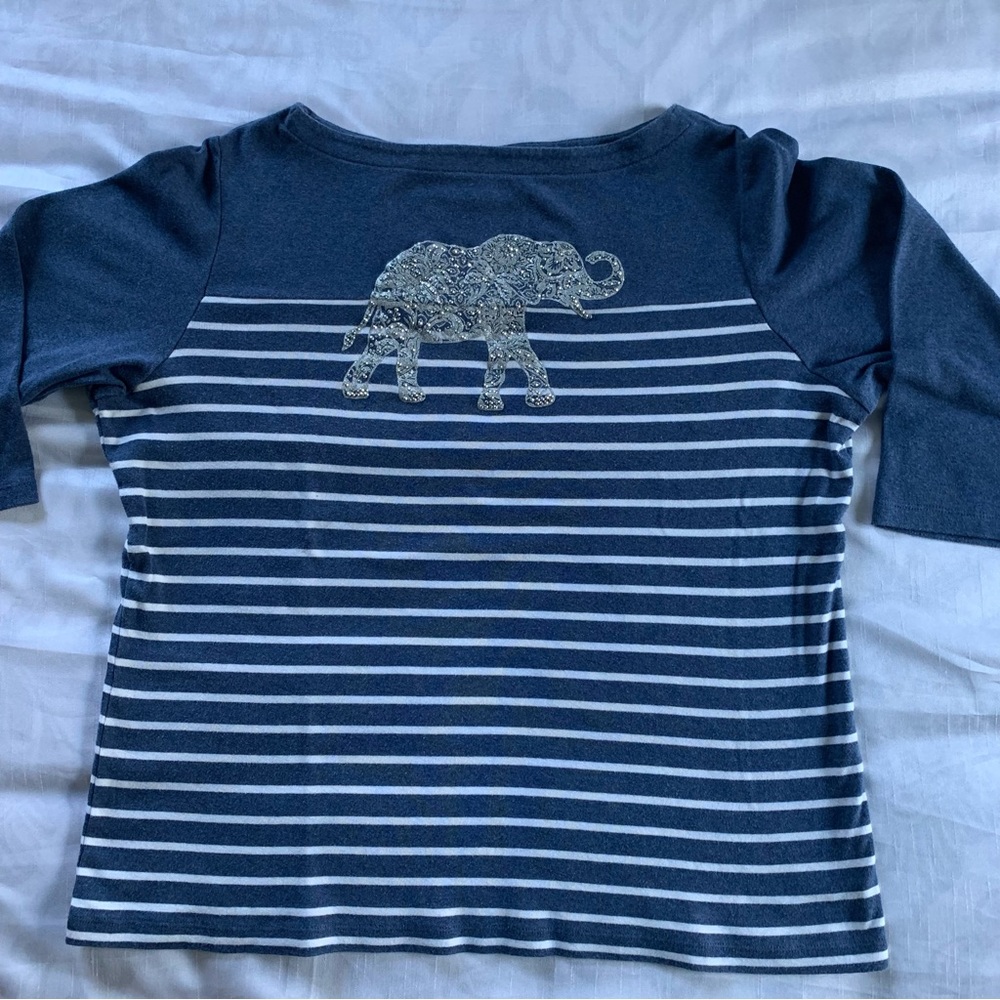 Karen Scott bling elephant boatneck top